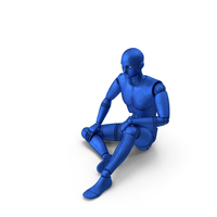 Blue Robot Man Sitting Casually PNG & PSD Images