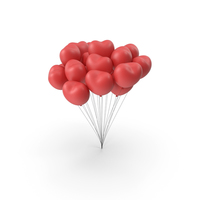 红色心脏派对气球PNG和PSD图像