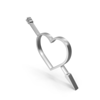 Silver Heart With Arrow Sign PNG & PSD Images