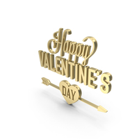 Gold Happy Valentines Day Arrow Sign PNG & PSD Images