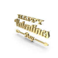 Gold Happy Valentines Day Arrow Sign PNG & PSD Images