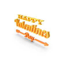 Yellow Happy Valentines Day Sign With Arrow PNG & PSD Images