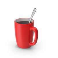 Red Coffee Cup With Spoon PNG & PSD Images