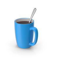 Blue Coffee Cup With Spoon PNG & PSD Images