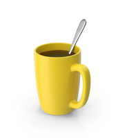Yellow Coffee Cup With Spoon PNG & PSD Images