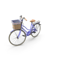 Woman Bike With Wicker Basket PNG & PSD Images