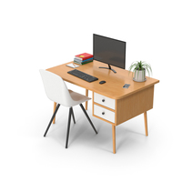 Wooden Desk Set PNG & PSD Images