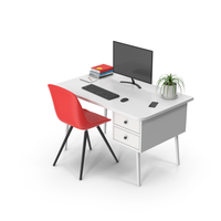 Home Office Desk Set White PNG & PSD Images