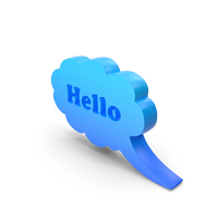 Blue Hello Cloud Speech Bubble PNG & PSD Images