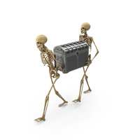 Two Worn Skeletons Carry a Large Chest PNG & PSD Images