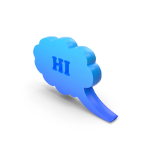 Bubble Cloud Chat Blue HI PNG & PSD Images