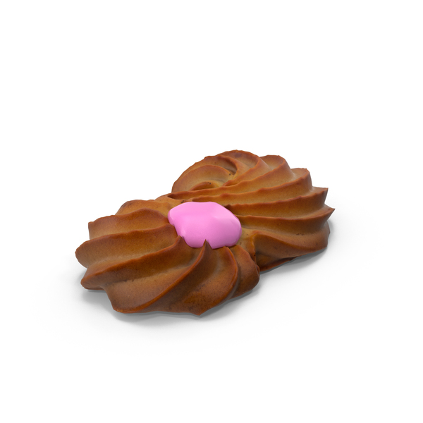 Tea Biscuit With Pink Icing PNG & PSD Images
