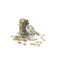 Glass Jar With Too Much Coins PNG & PSD Images