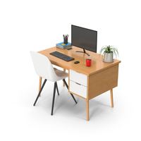 Wooden Desk Set PNG & PSD Images