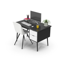 Black & White Desk Set PNG & PSD Images