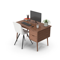 Dark Wood Desk Set PNG & PSD Images