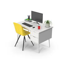 White Desk Set PNG & PSD Images