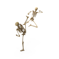 Two Worn Skeletons Fighting PNG & PSD Images