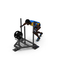 African American Athlete with Prowler Sled PNG & PSD Images