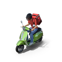 Food Delivery Man Riding Scooter Fur PNG & PSD Images