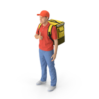 Food Delivery Man Thumbs Up Pose Fur PNG & PSD Images
