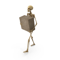 Worn Skeleton Carrying A Stone Cube PNG & PSD Images