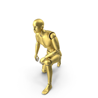 Gold Robot Man On A Knee PNG & PSD Images
