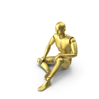 Gold Robot Man Sitting PNG & PSD Images