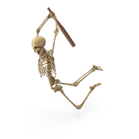 Worn Skeleton Attacking With Bat PNG & PSD Images
