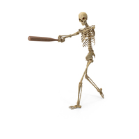 Worn Skeleton Striking With Baseball Bat PNG & PSD Images