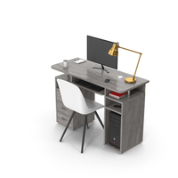 Gray Computer Desk Set PNG & PSD Images