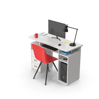 Computer Desk Set White PNG & PSD Images