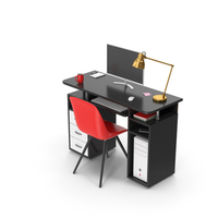 Black & White Computer Desk Set PNG & PSD Images