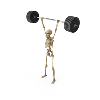 Worn Skeleton Barbel Weight Lifting Pose Overhead Press PNG & PSD Images