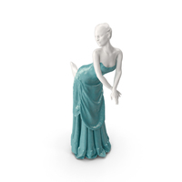 White Mannequin Pose with Teal Velvet Dress PNG & PSD Images