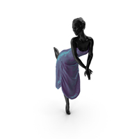 Black Mannequin Pose with Blue and Purple Velvet Dress PNG & PSD Images
