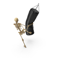 Worn Skeleton Kicking a Punching Bag PNG & PSD Images