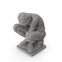 Crouching Boy Stone Sculpture PNG & PSD Images