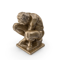 Crouching Boy Bronze Sculpture PNG & PSD Images