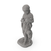 Girl With Kittens Stone Statue PNG & PSD Images