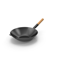 Wok with Wooden Handle PNG & PSD Images