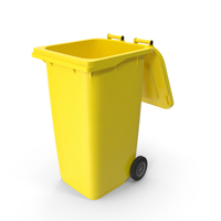 塑料垃圾箱黄色开放式PNG和PSD图像