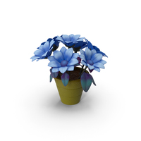 Cartoon Pot With Blue Flowers PNG & PSD Images