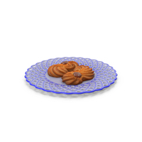 White Blue Dessert Plate With Biscuits PNG & PSD Images