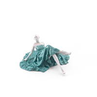 White Mannequin Poses In A Teal Dress PNG & PSD Images