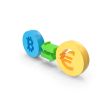 Bitcoin To Euro Money Exchange Symbol PNG & PSD Images