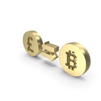 Golden Pound To Bitcoin Money Exchange Symbol PNG & PSD Images