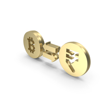Golden Bitcoin To Rupee Money Transfer Symbol PNG & PSD Images