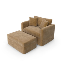 Crate And Barrel - Willow Chair With Foot Stool PNG & PSD Images