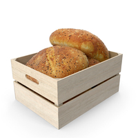 Wooden Crate With Bread PNG & PSD Images